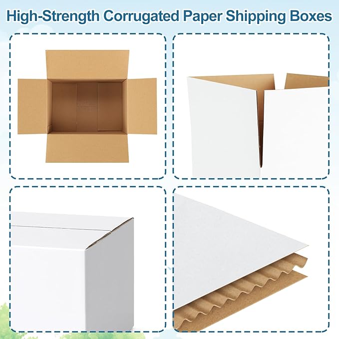 Famagic 10 Pack 6x4x4 Inch Small Shipping Boxes White Corrugated Cardboard - Image 4