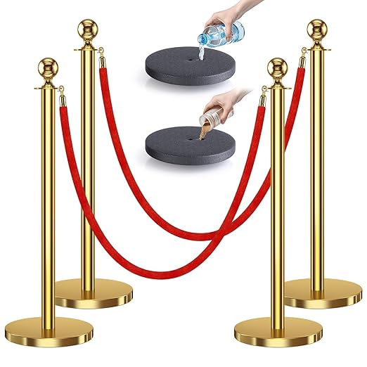 kaiyomi 4Pcs Stanchions with Red Velvet Ropes Set, 5 Feet Velvet Ropes and by KaiyomiCrowdControlSeries