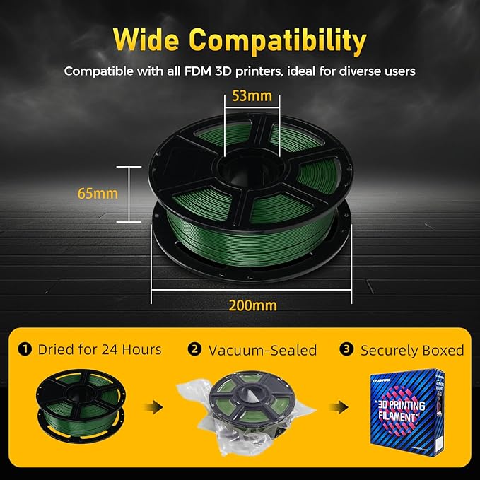 FLASHFORGE Rapid PETG Filament 1.75mm Metallic Green, Max 600mm/s High Speed - Image 6