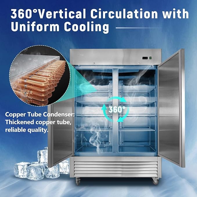 JINSONG 54" Commercial Refrigerator, 49 Cu.Ft Stainless Steel Reach-in Fridge - Image 6