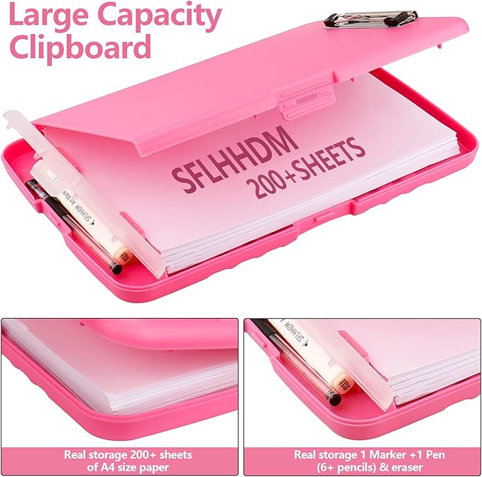 SFLHHDM Plastic Clipboard with Storage, High Capacity Clip Boards 8.5x11 with - Image 2