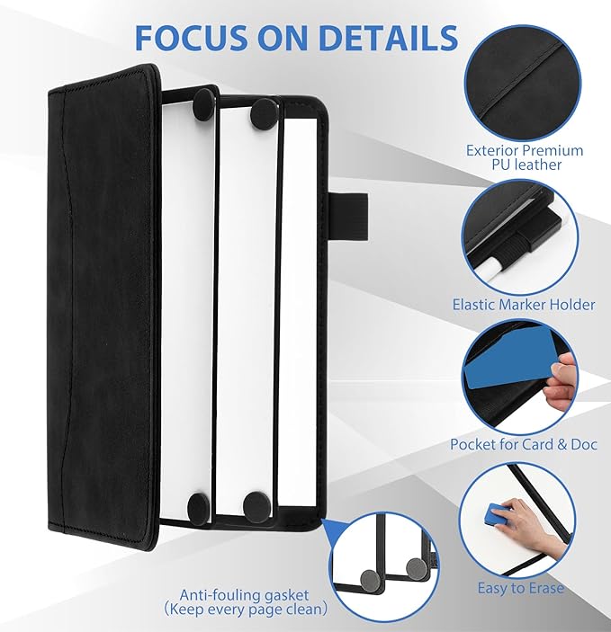 6 Sides Whiteboard Notebook Portable Whiteboard Dry Erase Notebook Portable Dry - Image 2