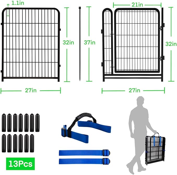 32 in Dog Fence Outdoor For Yard, 21 in Wide Low Threshold Gate, 12 Panels - Image 2