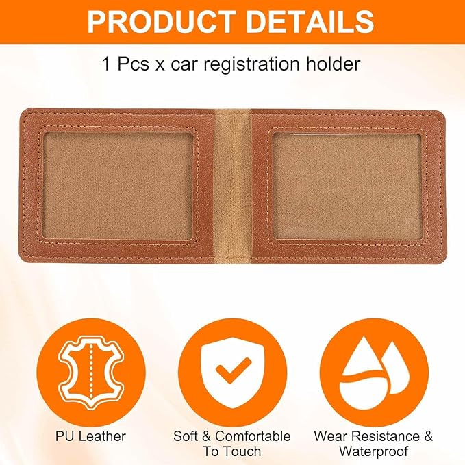 HARFINGTON Car Registration and Insurance Holder PU Leather Vehicle Glove Box - Image 3