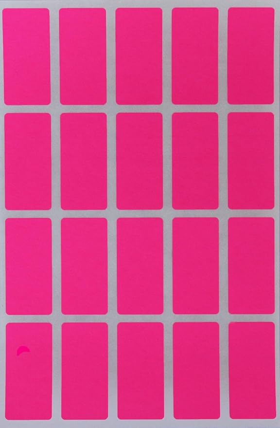 Royal Green Neon Pink Rectangle Sticker 1.57 inch x 0.75 inch Rectangular Labels by RoyalGreen