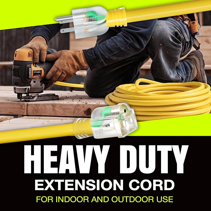 200ft Outdoor/Indoor Extension Cord 14/3 Gauge Heavy Duty 3 Prong SJTW - Image 7