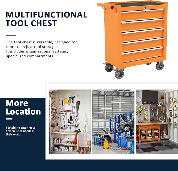 5-Drawer Metal Rolling Tool Chest - Image 6