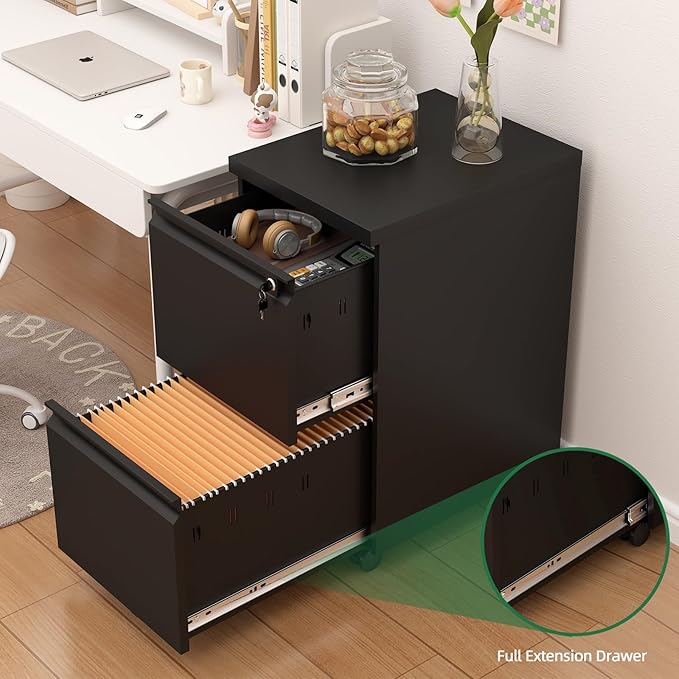 2 Drawer File Cabinet with Lock, Metal Filing cabinets - Image 7