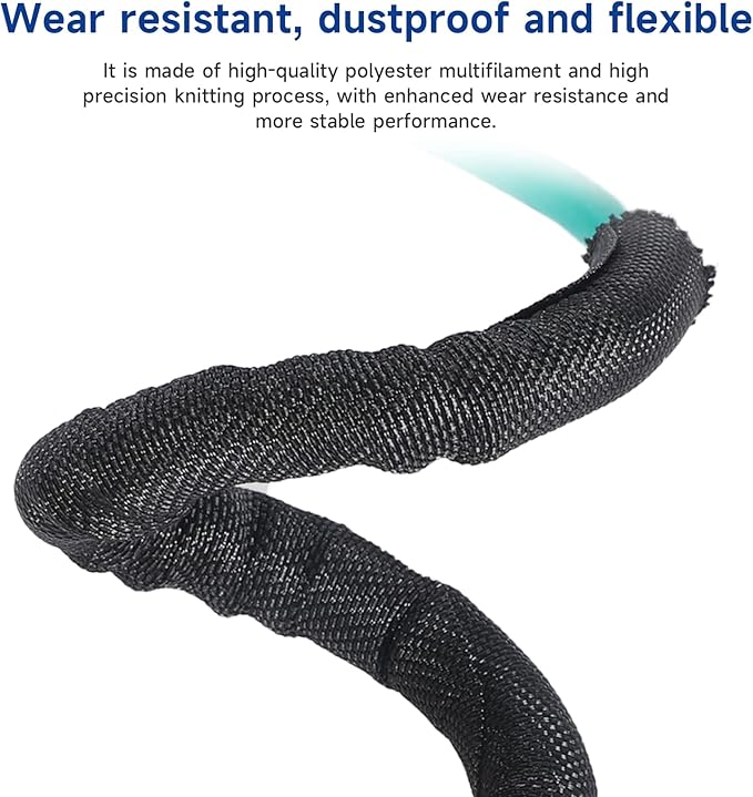Black Braided Cable Management Sleeves Wire Loom Tubing Cord Protector - Image 6