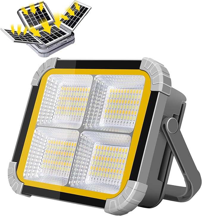 ERAY LED Work Light with 4 Solar Panel, 150W 12000mAH Rechargeable Worklight by ERAY