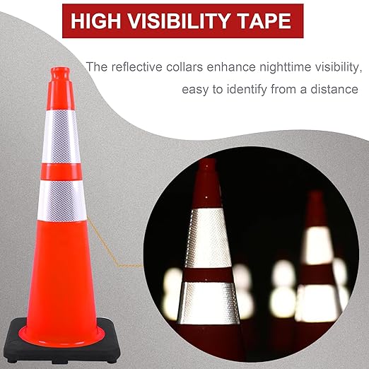 OrangeStar 6-Pack 28" Traffic Cones, Weighted Rubber Base - Image 4