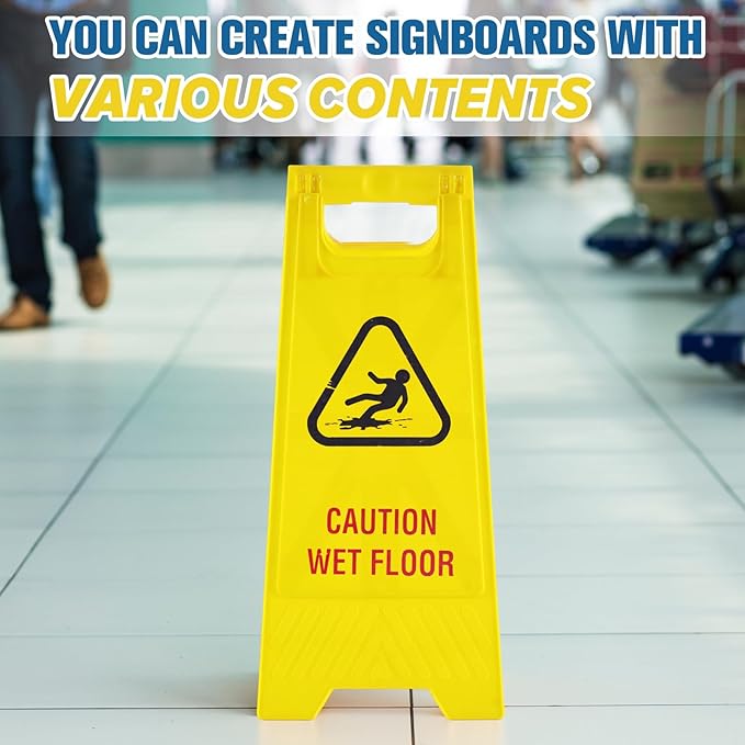 12 Pack 24 Inch Blank Floor Sign Yellow A-frame Foldable Caution Sign Write-On - Image 5