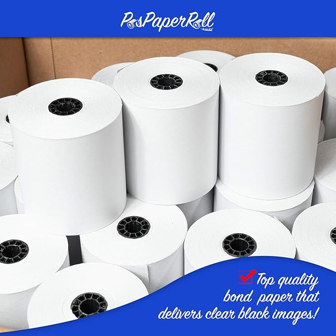 3" x 150' 1-Ply Bond Paper Kitchen Printer Receipt Paper - Image 2
