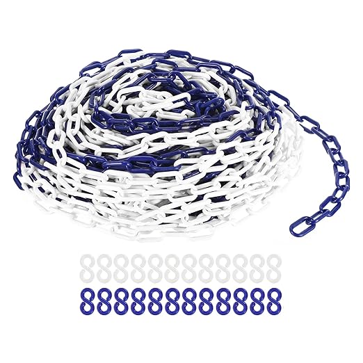 PATIKIL Plastic Chain Links, 100 Foot Safety Barrier Chain Blue/White by PATIKIL