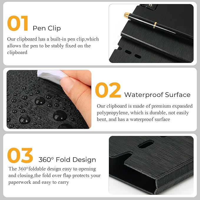 Y YOMA Clipboard Folder, A4 Foldable Plastic Clipboard - Image 4