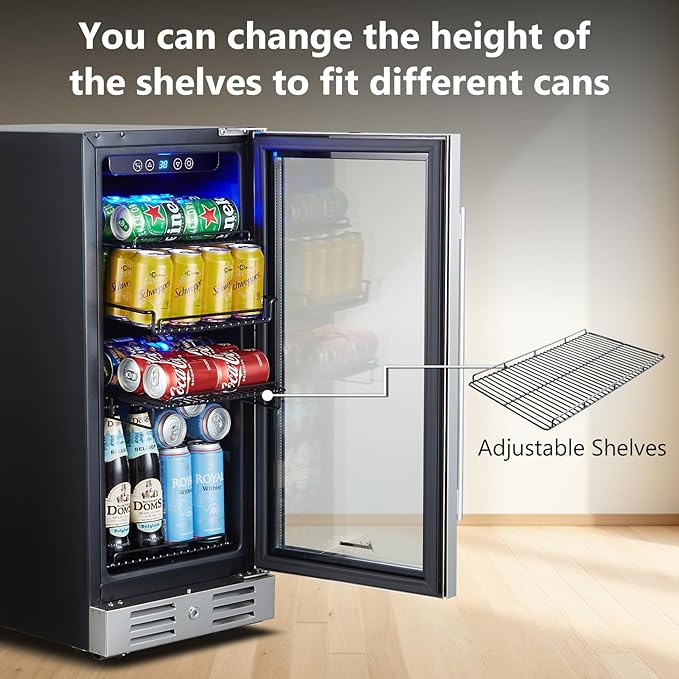 Kalamera 15 Inch 94 Cans Beverage Cooler Refrigerator, - Image 5