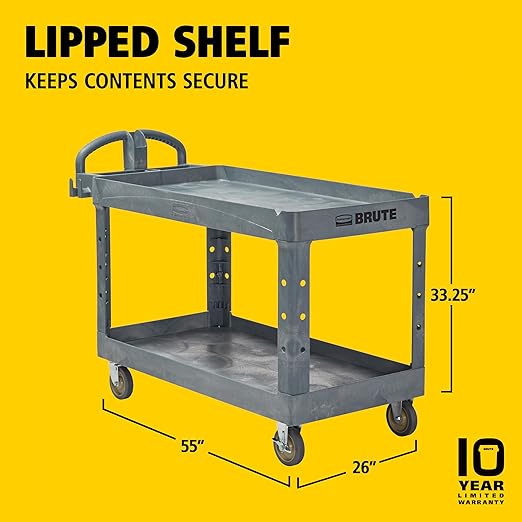 Rubbermaid Commercial Products BRUTE Heavy Duty 2-Shelf Utility/Service Cart - Image 10