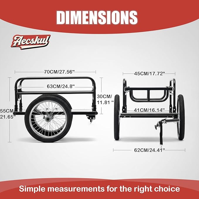 Bike Cargo Trailer with Spring Suspension, Bicycle Wagon Cart, Handle Cart 160 - Image 9
