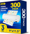 300 Pack Laminating Sheets, 3 Mil, 9 x 11.5 Inches Thermal Laminating Pouches by BURVAGY
