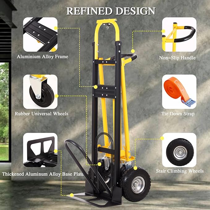 Convertible Hand Truck Dolly Cart, 3-in-1 Industrial Aluminum Hand Truck - Image 3