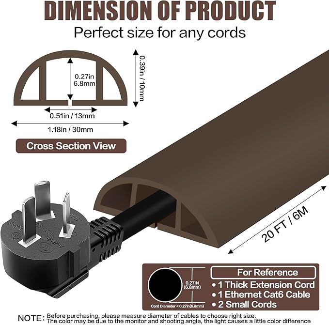 Floor Cord Cover Cable Cavity Self Adhesive Cord Hider Floor 10FT Floor Cable - Image 2