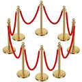 8pcs Sturdy Gold Stanchion Posts and 8pcs High Quality Red Carpet Velvet Ropes by CAMMOO