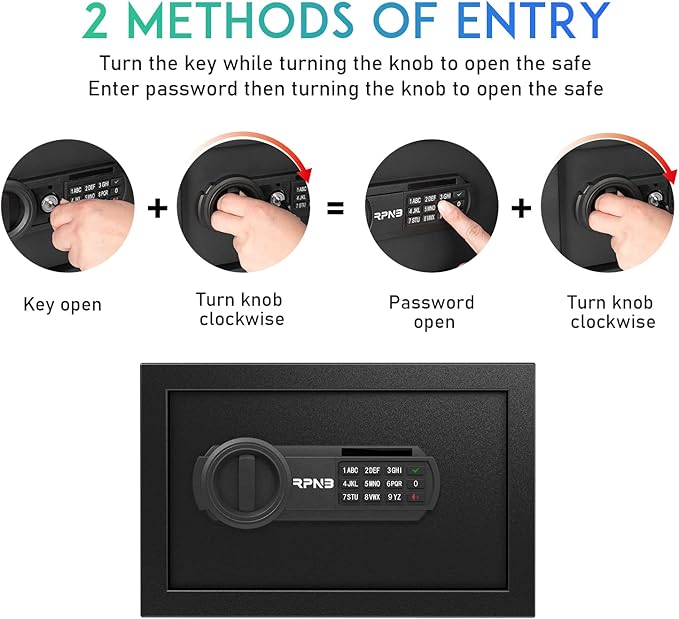 RPNB Deluxe Safe and Lock Box, Digital Keypad Safe Box, Steel Alloy Small Safes - Image 3