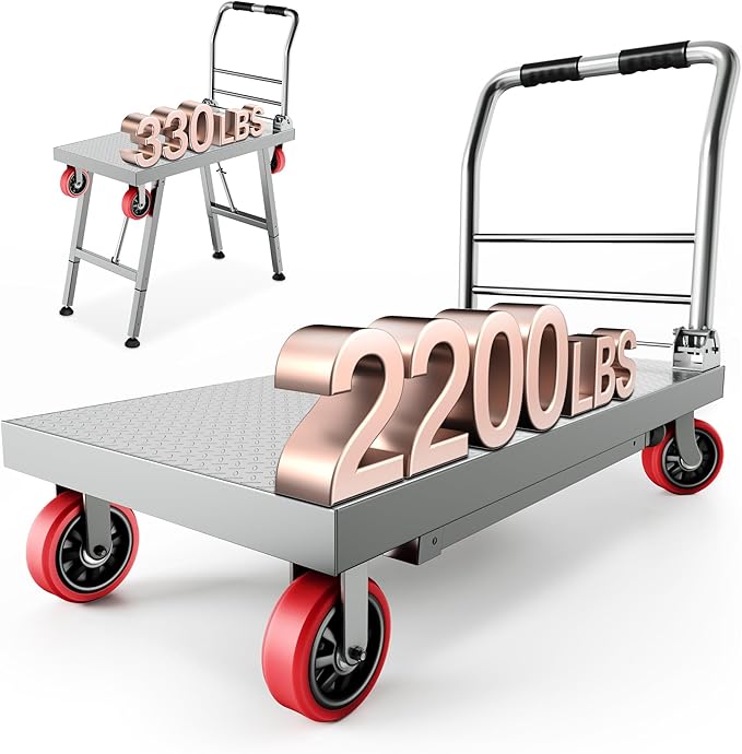 2IN1 43"×24" Foldable Platform Truck, Portable Ladder Platform, Height by Lomive