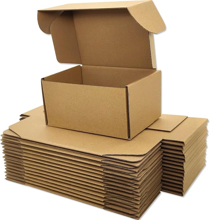 Small Brown Shipping Boxes for Small Business Pack of 25-6x4x3 inches Cardboard by Lmuze