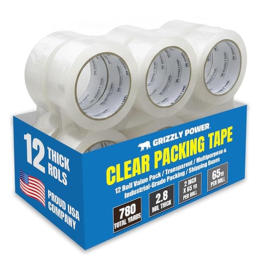 Grizzly Power Clear Packing Tape | Heavy Duty Packing Tape | 2.8mil Thick by GrizzlyPower