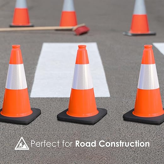 Fluorescent Orange/Green PVC Traffic Cones, Heavy Black Base Parking Lot Cone - Image 8