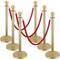 6pcs Gold Stanchions and Red Velvet Ropes 4pcs by Berverra