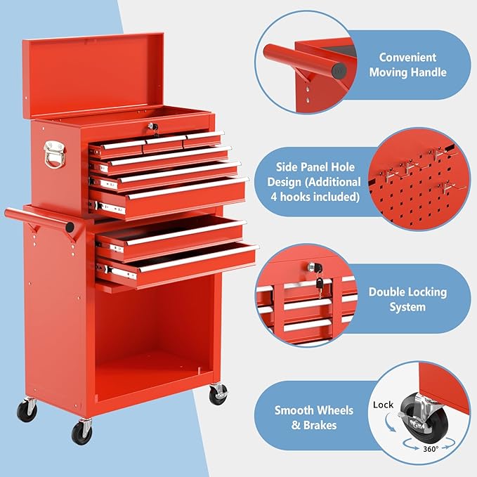 8 Drawer High Capacity Rolling Tool Chest, Tool Box - Image 7