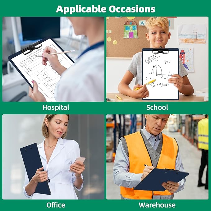 Blue Clipboard with Pen Holder, 2 Pack Plastic Clipboard with Low Profile Metal - Image 5
