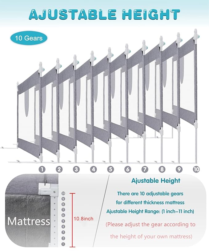 MBQMBSS 58'' L x 26.7" H Bed Rail - Image 6