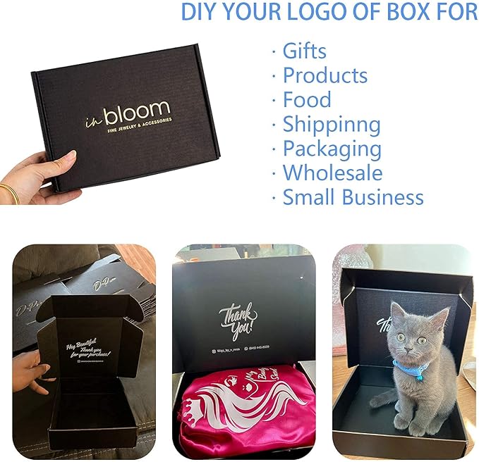 Small Black Shipping Boxes for Small Business Pack of 25-8x5.5x1.6 inches - Image 7
