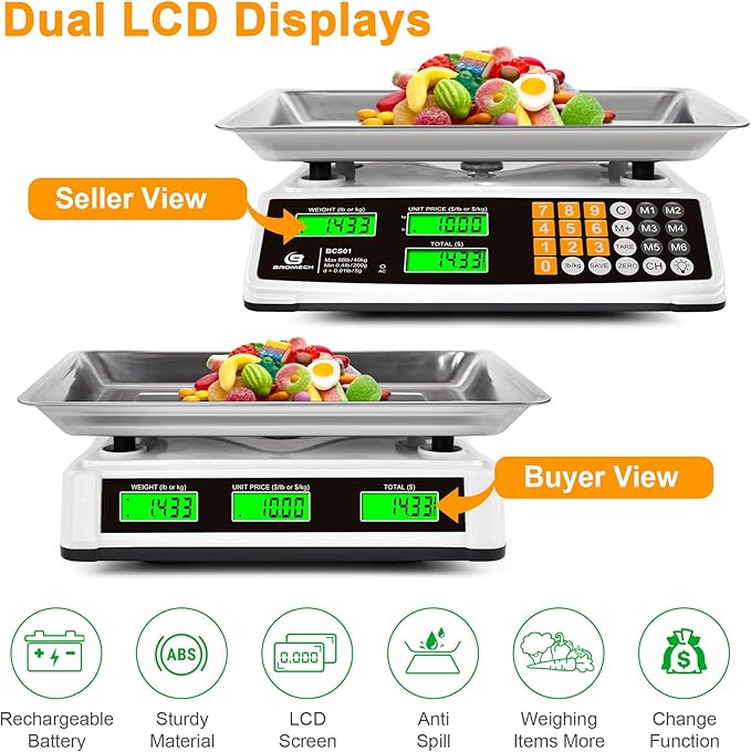 Price Computing Scale 88lb/40kg Commercial Food Scale - Image 3