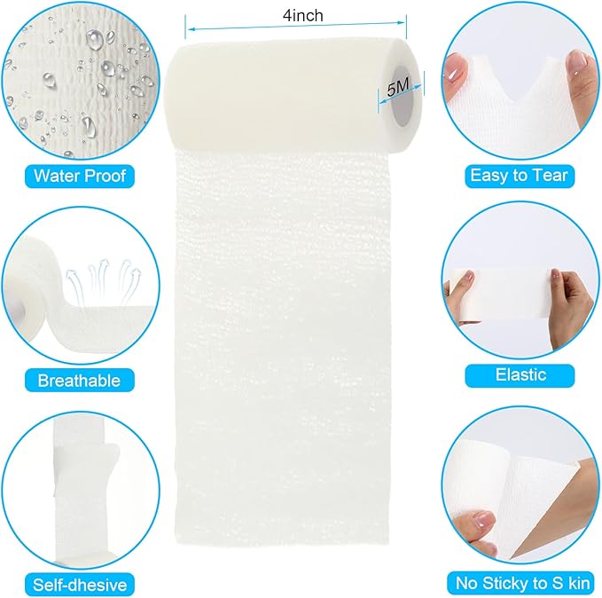 Treela 36 Pcs Self Adherent Bandage 4" X 5 Yard Wrap Breathable Cohesive - Image 2