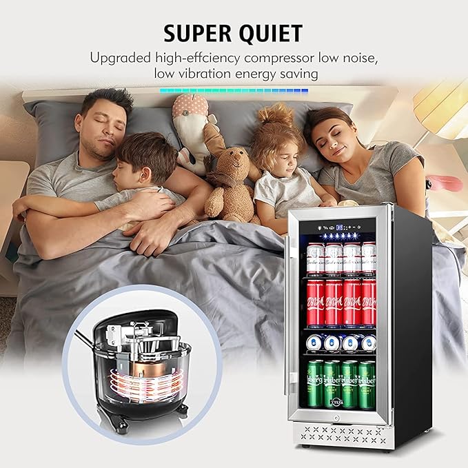 Tylza 15 Inch Beverage Refrigerator, 130 Cans Quiet Beverage Fridge - Image 4