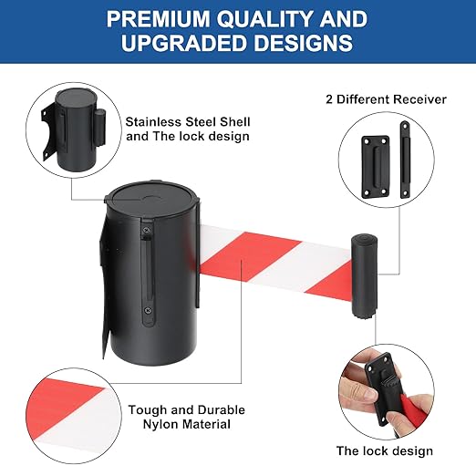 PATIKIL Fixed Wall Mount Retractable Belt Barrier - Image 3