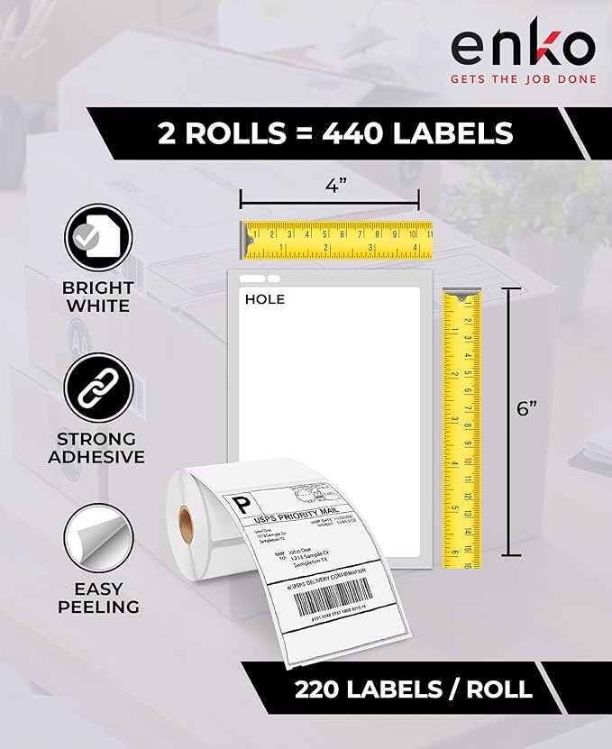 enKo Compatible Zebra 4x6 Label/Dymo Labels 1744907 - Image 3