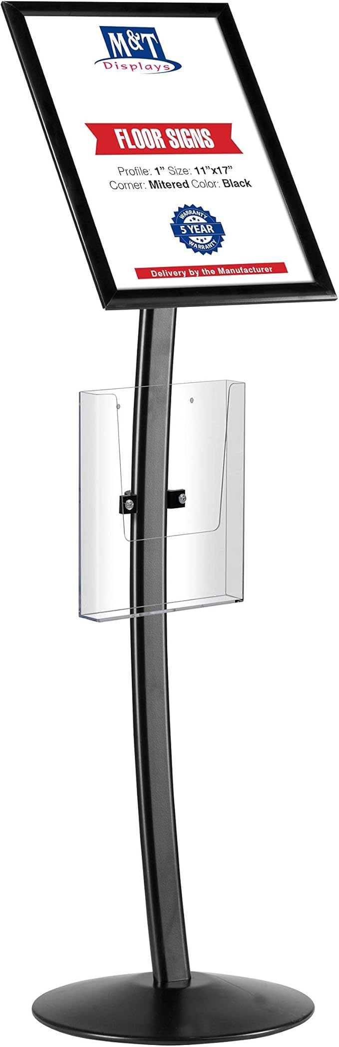 M&T Displays Curved Menu Board 11x17 Inch Pedestal Sign Holder by MTDisplays