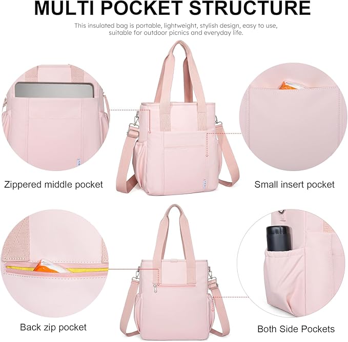 NOL Insulated Lunch Bag for Women, Large Spacious Lunch Tote Bag - Image 4