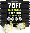 75ft Outdoor/Indoor Extension Cord 3-Outlet 12/3 Gauge Extra Heavy Duty ETL by LifeSupplyUSA