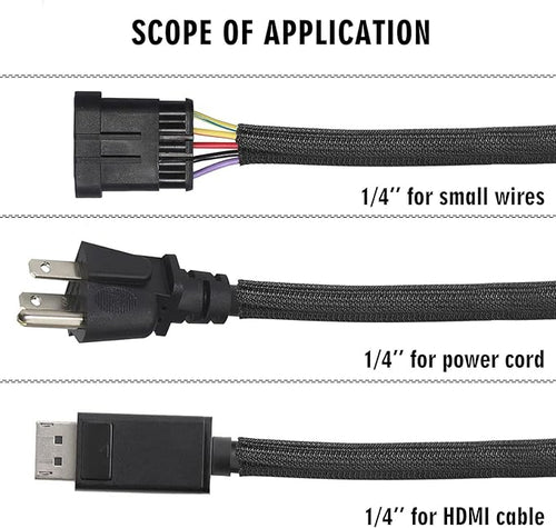 25ft - 1/4 inch Cord Protector Cable Sleeve Split Wire Loom Tubing - Image 2