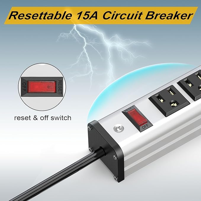10-Pack Long Surge Protector Power Strip, 16 Outlet Heavy Duty Power Strip - Image 7