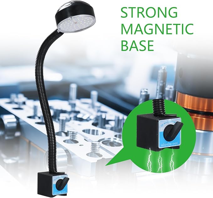 LED Magnetic Work Light with Flexible Gooseneck, 20W 2000 Lumens 6500K 110V US - Image 5