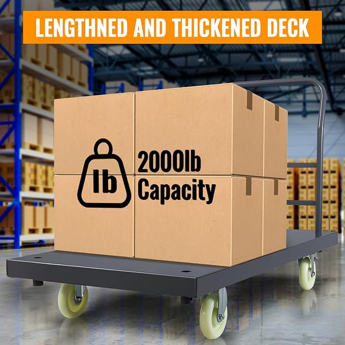 Extra Large Platform Truck Cart, 47 X 24 Dollies Cart, Heavy Duty Push Cart - Image 6