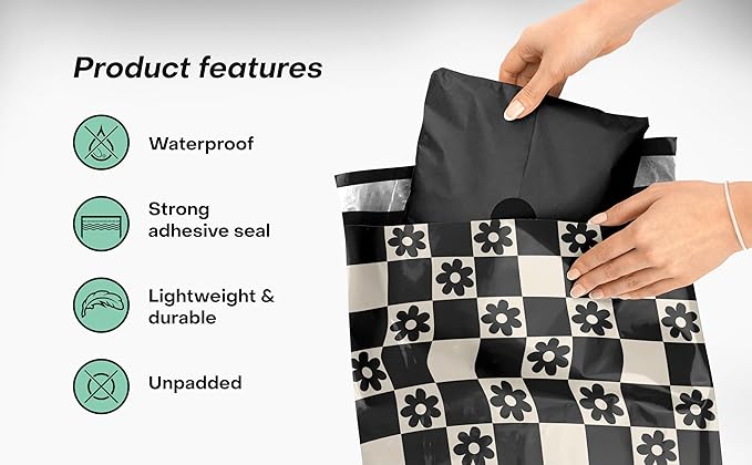10x13 Poly Mailers – Checkerboard Daisy – Waterproof, Tear-Resistant Shipping - Image 4