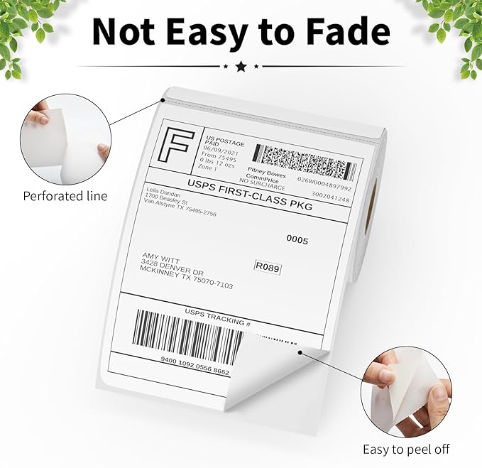 FungLam 6 Rolls 4"x6" Thermal Shipping Labels, 250 Labels/1 Roll, Perforated - Image 3